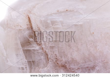 Macro Mineral Stone Moonstone Isolated On White Background