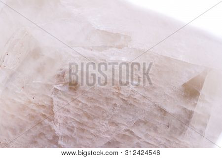 Macro Mineral Stone Moonstone Isolated On White Background