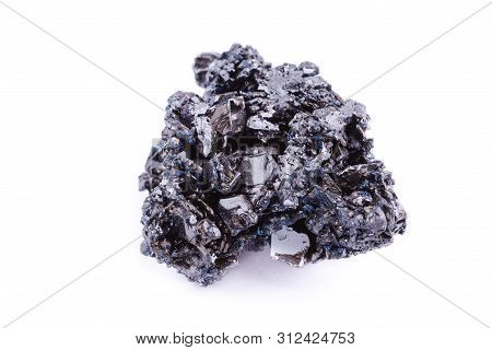 Macro Mineral Stone Covellite On White Background