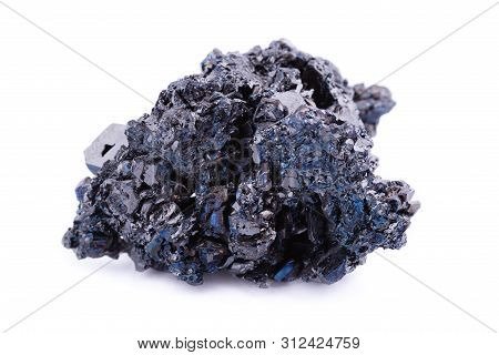 Macro Mineral Stone Covellite On White Background
