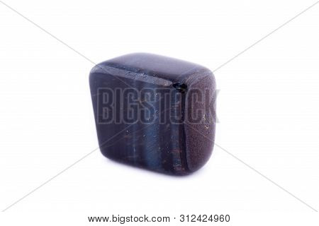 Macro Mineral Stone Falcon Eye On White Background