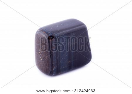 Macro Mineral Stone Falcon Eye On White Background