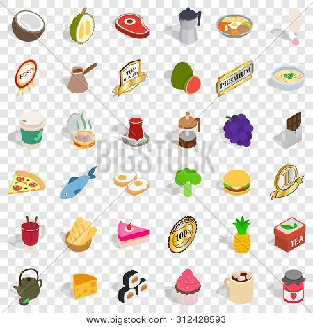 Cold Drink Icons Set. Isometric Style Of 36 Cold Drink Icons For Web For Any Design