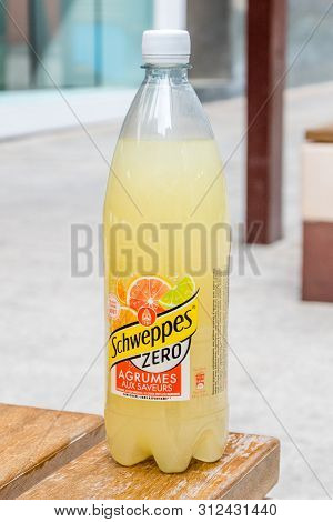Andora, Andora - June 3, 2019: Schweppes Zero Citrus Flavored Soda Drink.