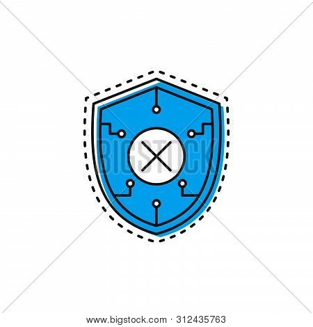 Blocked Security Shield Vector Icon Isolated On White Background