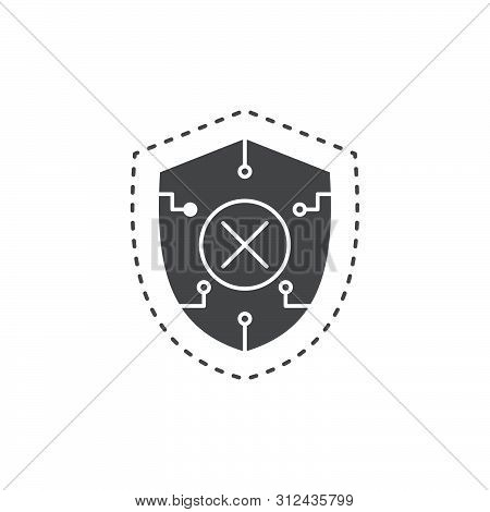 Blocked Security Shield Vector Icon Isolated On White Background