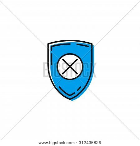 Blocked Security Shield Vector Icon Isolated On White Background