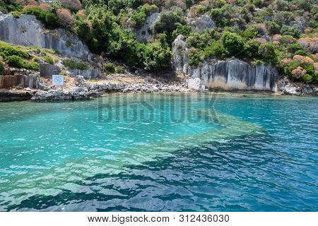 The Ruins Of The City Of Mira, Kekova, An Ancient Megalithic City Destroyed By An Earthquake.