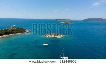 Fort Arza And Island Otocic Gospa, Near The Island Of Mamula In The Adriatic Sea. Montenegro