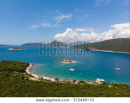 Fort Arza And Island Otocic Gospa, Near The Island Of Mamula In The Adriatic Sea. Montenegro