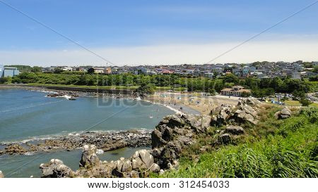 Kabushima Beach Park, Near By The Kabushima Island. The Island Is Noted As A Nesting Ground For Blac