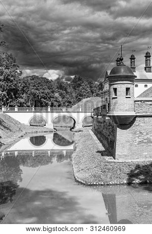 Nesvizh, Belarus - July 13, 2019: Residential Castle Of The Radziwill Family. After Reconstruction, 