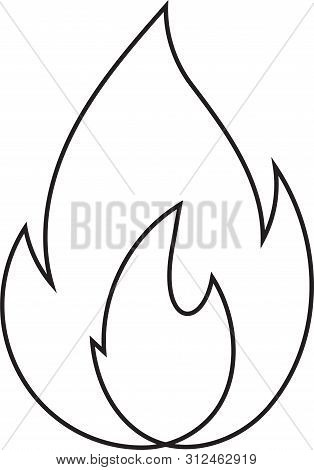 Abstract Fire Doodle, One Line. Continuos Line Minimalism Style Flames Vector Drawing.