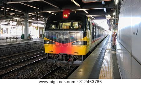 Niigata, Japan. Aug 03, 2017 : East Japan Railway Gono Line Resort Shirakami Sightseeing Train In Ak