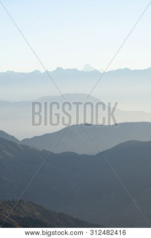Mountain Ranges In Different Color Shades, Sandakphu View Point, West Bengal, India