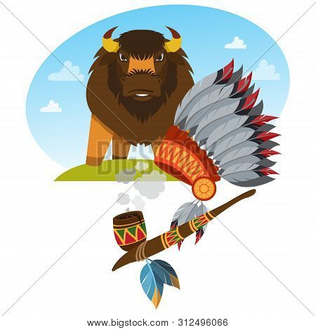 Buffalo. Wild Animals. Cavicorn Mammals American Indians