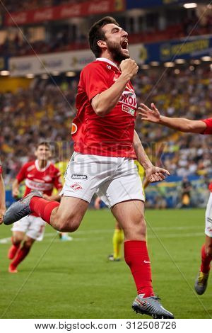 Rostov-on-don, Russia - July 20, 2019: Georgiy Dzhikiya Of Fc Spartak Moscow Celebrates His Goal Dur