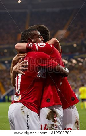 Rostov-on-don, Russia - July 20, 2019: Georgiy Dzhikiya Of Fc Spartak Moscow Celebrates His Goal Dur