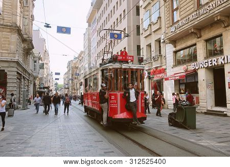 Istanbul, Turkey - May 15, 2019: Istiklal Street Is The Most Popular Destination In Beyoglu, Taksim,