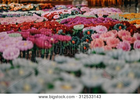 Flower Candle For Making Worship Merit To Buddha