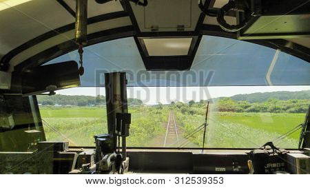 Akita, Japan - Aug 11, 2016 : View Of Japan Railway Gono Line From Resort Shirakami Sightseeing Trai