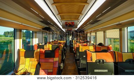 Akita, Japan - Aug 11, 2016 : View Of Japan Railway Gono Line From Resort Shirakami Sightseeing Trai