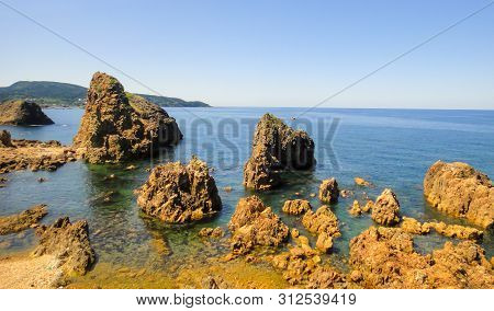 Akita, Japan - Aug 11, 2016 : View Of Japan Railway Gono Line From Resort Shirakami Sightseeing Trai