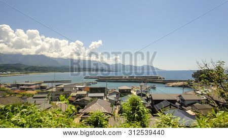 Akita, Japan - Aug 11, 2016 : View Of Japan Railway Gono Line From Resort Shirakami Sightseeing Trai