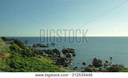 Akita, Japan - Aug 11, 2016 : View Of Japan Railway Gono Line From Resort Shirakami Sightseeing Trai