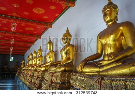 Buddha Statues In Wat Pho Buddhist Temple, Bangkok, Thailand