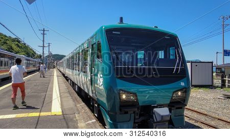 Akita, Japan - Aug 11, 2016 : View Of Japan Railway Gono Line From Resort Shirakami Sightseeing Trai