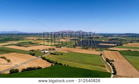 Aerial View Of Torroella De Montgri City And Castle In Catalonia