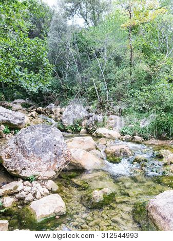 Throat Of The Muga River. Stream Of The Muga River, In The Throat Of Its Name, In The Pre-pyrenees A