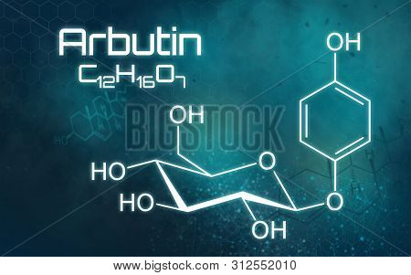 Chemical Formula Of Arbutin On A Futuristic Background