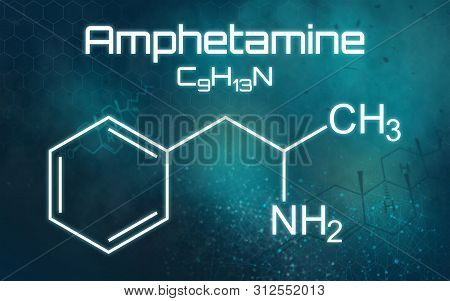 Chemical Formula Of Amphetamine On A Futuristic Background