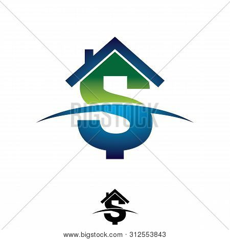 Real estate house with dollar icon logo