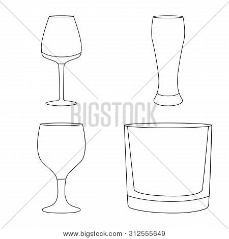 Vector Illustration Of Dishes And Container Symbol. Set Of Dishes And Glassware Vector Icon For Stoc