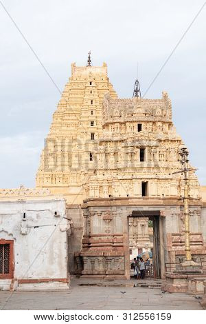 Hampi, India July 8, 2019 : Inner View Of Virupaksha Or Pampapati Temple At Hampi, Karnataka , India