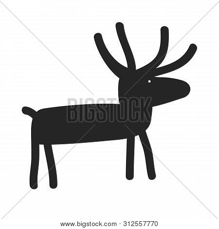 Deer Silhouette Cartoon Vector. Funny And Simple Christmas Stug Or Moose Icon. Wildlife Animal With 