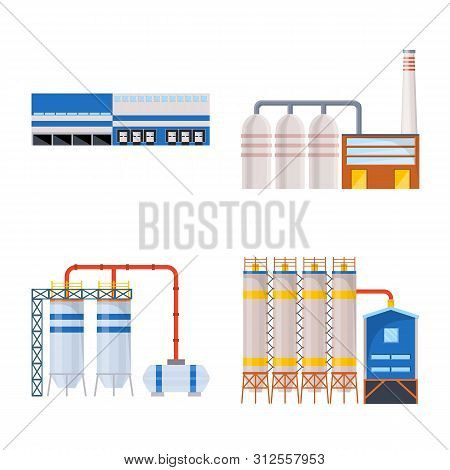 Vector Illustration Of Industry And Building Sign. Set Of Industry And Construction Vector Icon For 