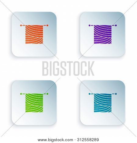 Color Knitting Icon Isolated On White Background. Wool Emblem With Knitted Fabric And Needle. Label 