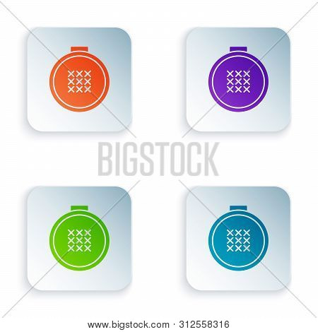 Color Round Adjustable Embroidery Hoop Icon Isolated On White Background. Thread And Needle For Embr