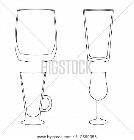 Vector Design Of Dishes And Container Icon. Set Of Dishes And Glassware Stock Vector Illustration.