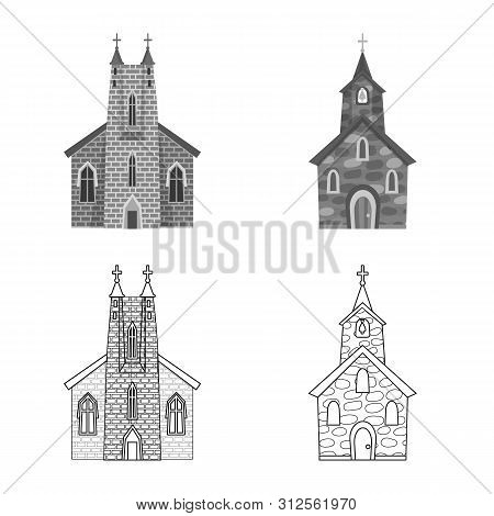 Vector Design Of Cult And Temple Icon. Set Of Cult And Parish Vector Icon For Stock.