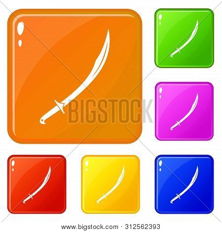 Cutlass Icons Set Collection Vector 6 Color Isolated On White Background