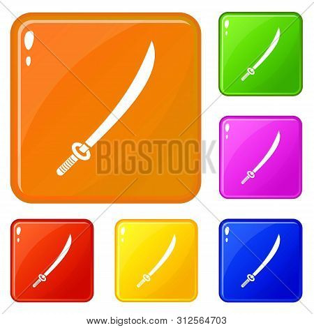 Katana Icons Set Collection Vector 6 Color Isolated On White Background