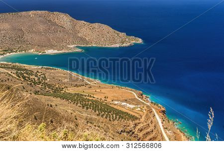 Amazing Landscape And View To Malavras Beach Of Crete Island, Greece