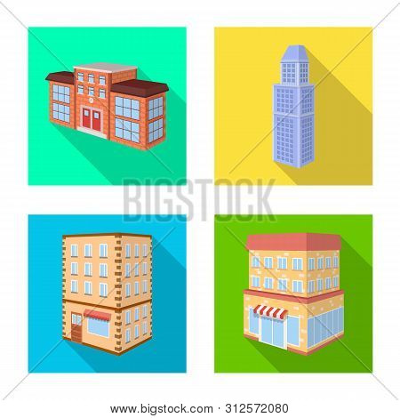 Vector Design Of Construction And Building Symbol. Set Of Construction And Estate Stock Symbol For W