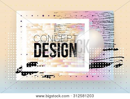 Abstract Colorful Background With 3d Sphere And Triangle.web Design Template. Grunge, Points, Lines,
