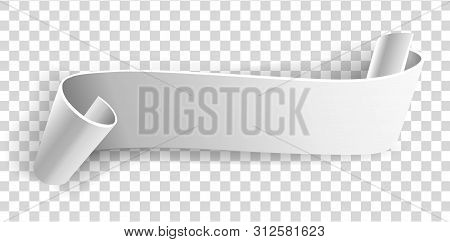 Realistic Ribbon, Color White Paper Banner On White Background.element For Marketing, Greating Card.